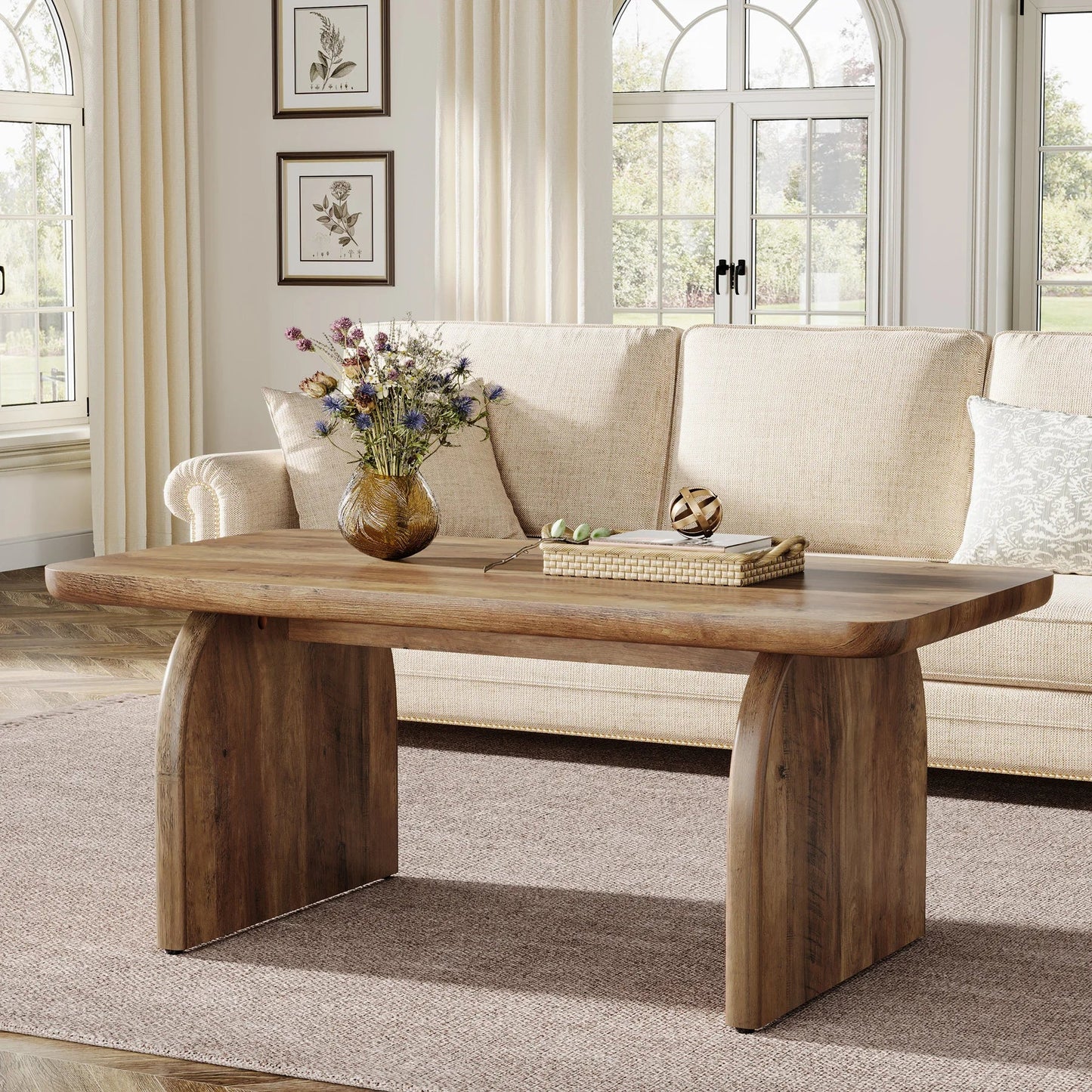 Table Basse Design Pieds en Arche Marron - Maison Du Design