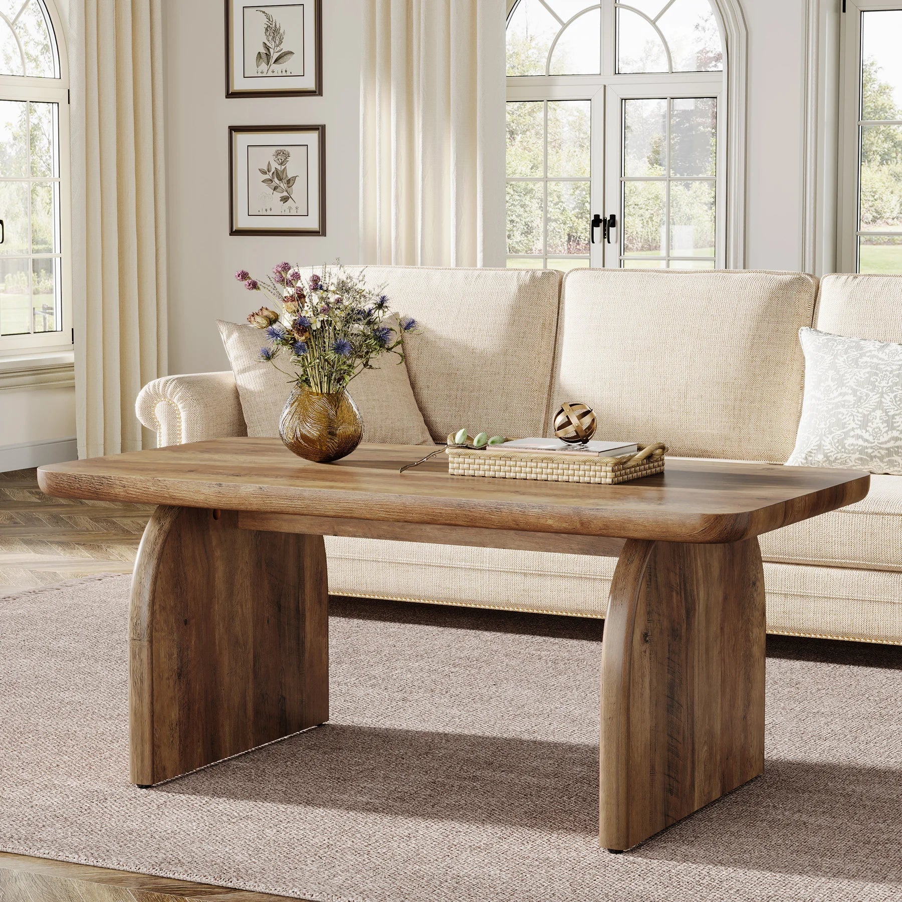 Table Basse Design Pieds en Arche Marron - Maison Du Design