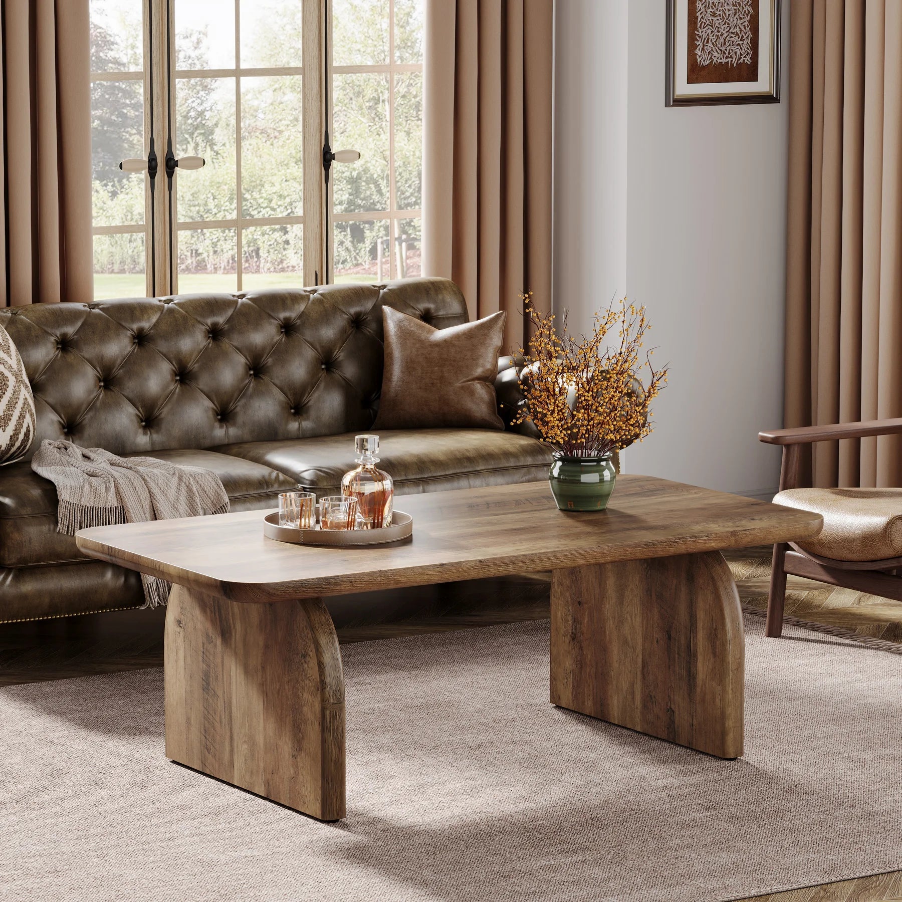 Table Basse Design Pieds en Arche Marron - Maison Du Design