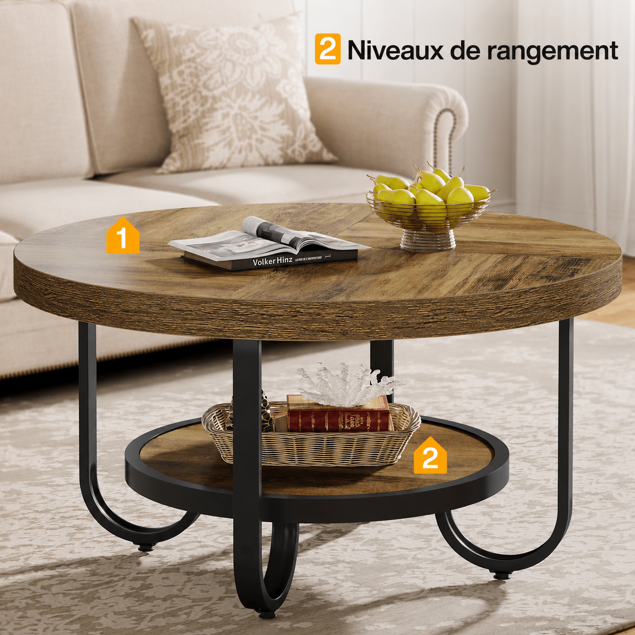 Table Basse Ronde Design Pieds Arqués - Maison Du Design