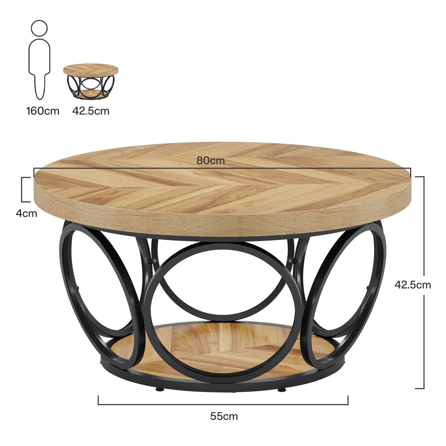 Table Basse Ronde Structure Métal Anneaux - Maison Du Design