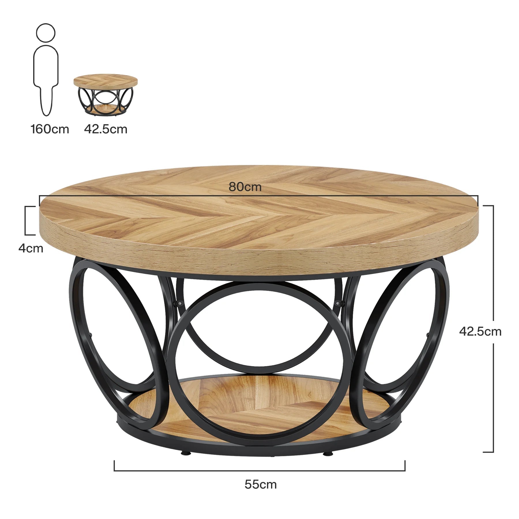 Table Basse Ronde Structure Métal Anneaux - Maison Du Design