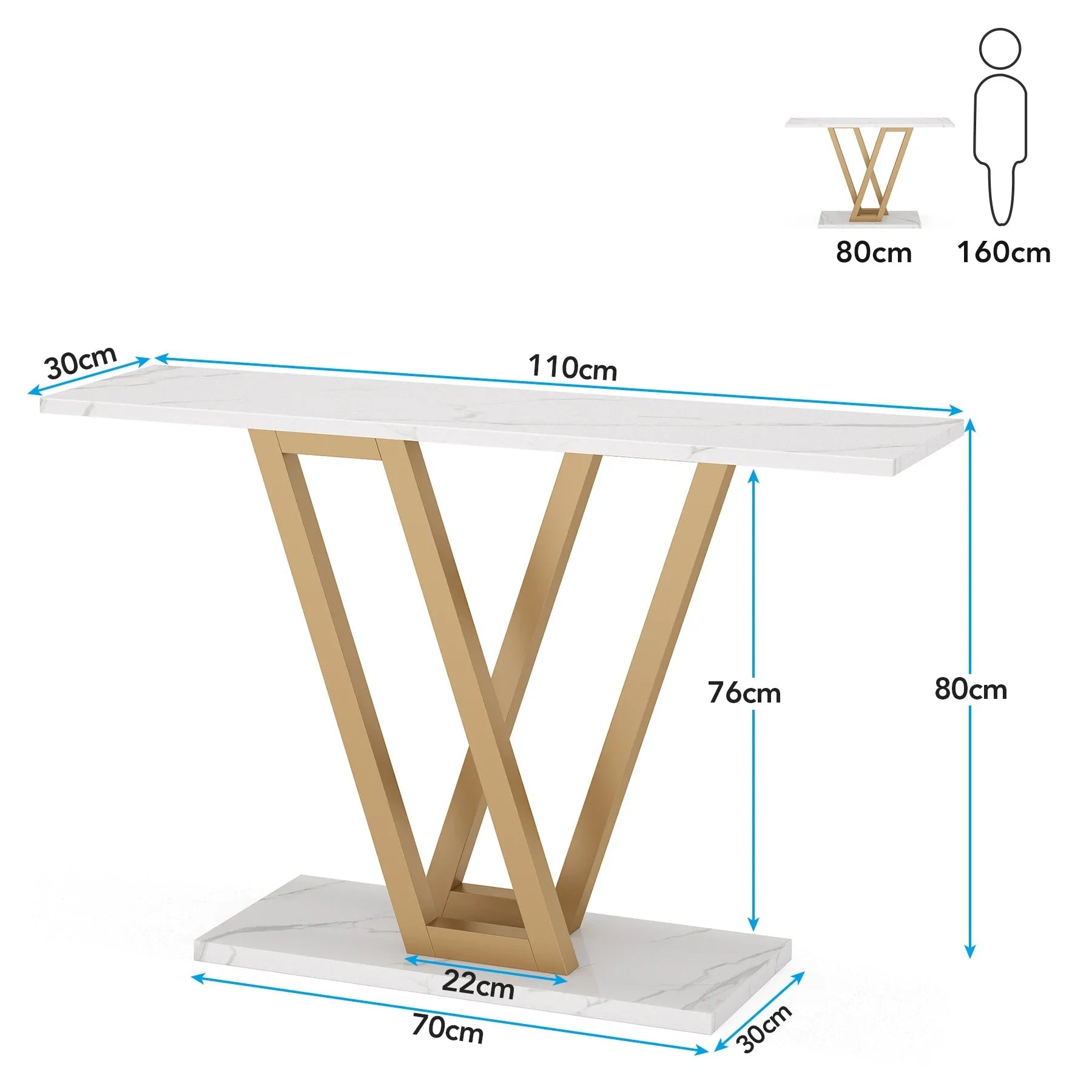 Table Console Luxe Marbre Blanc & Or - Maison Du Design
