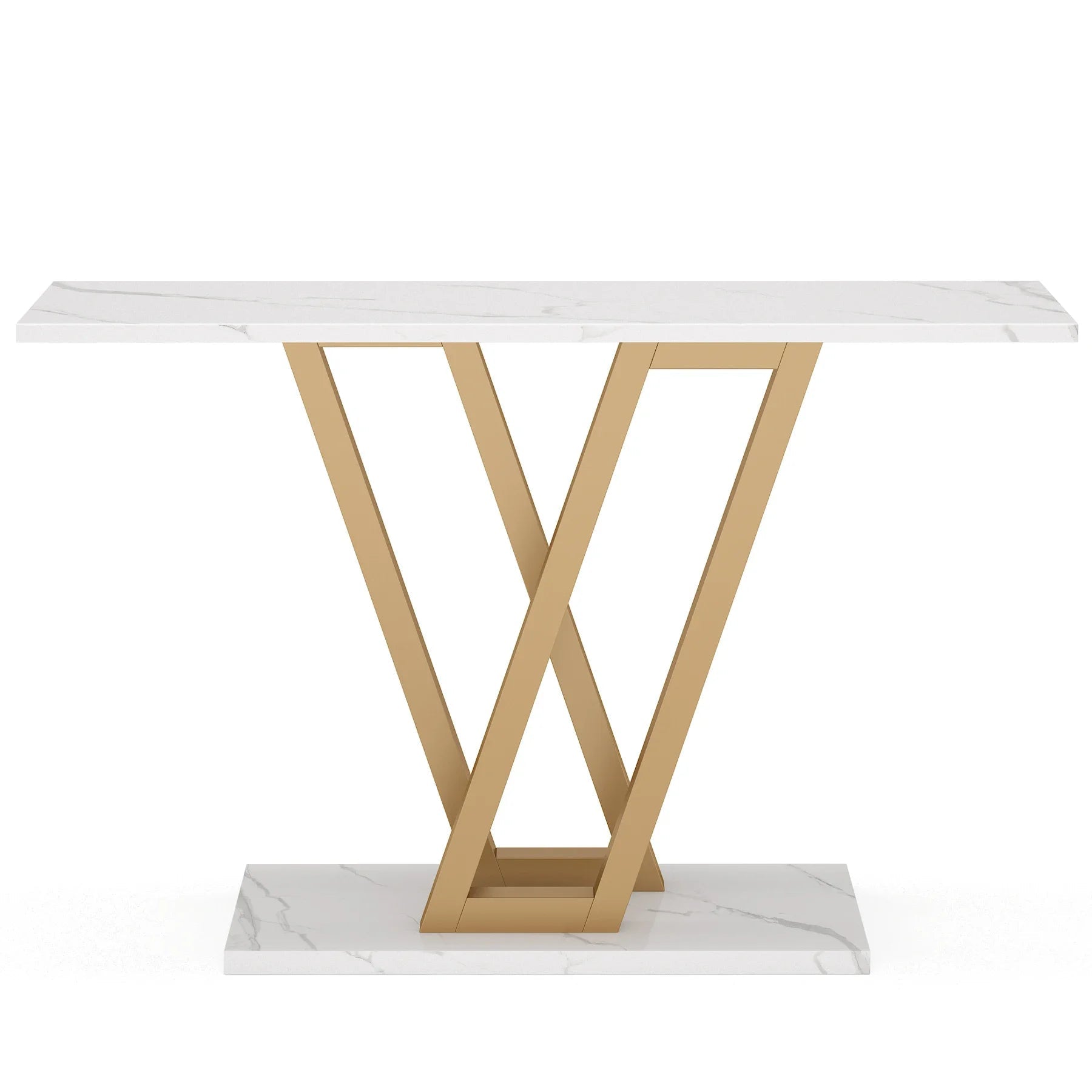 Table Console Luxe Marbre Blanc & Or - Maison Du Design