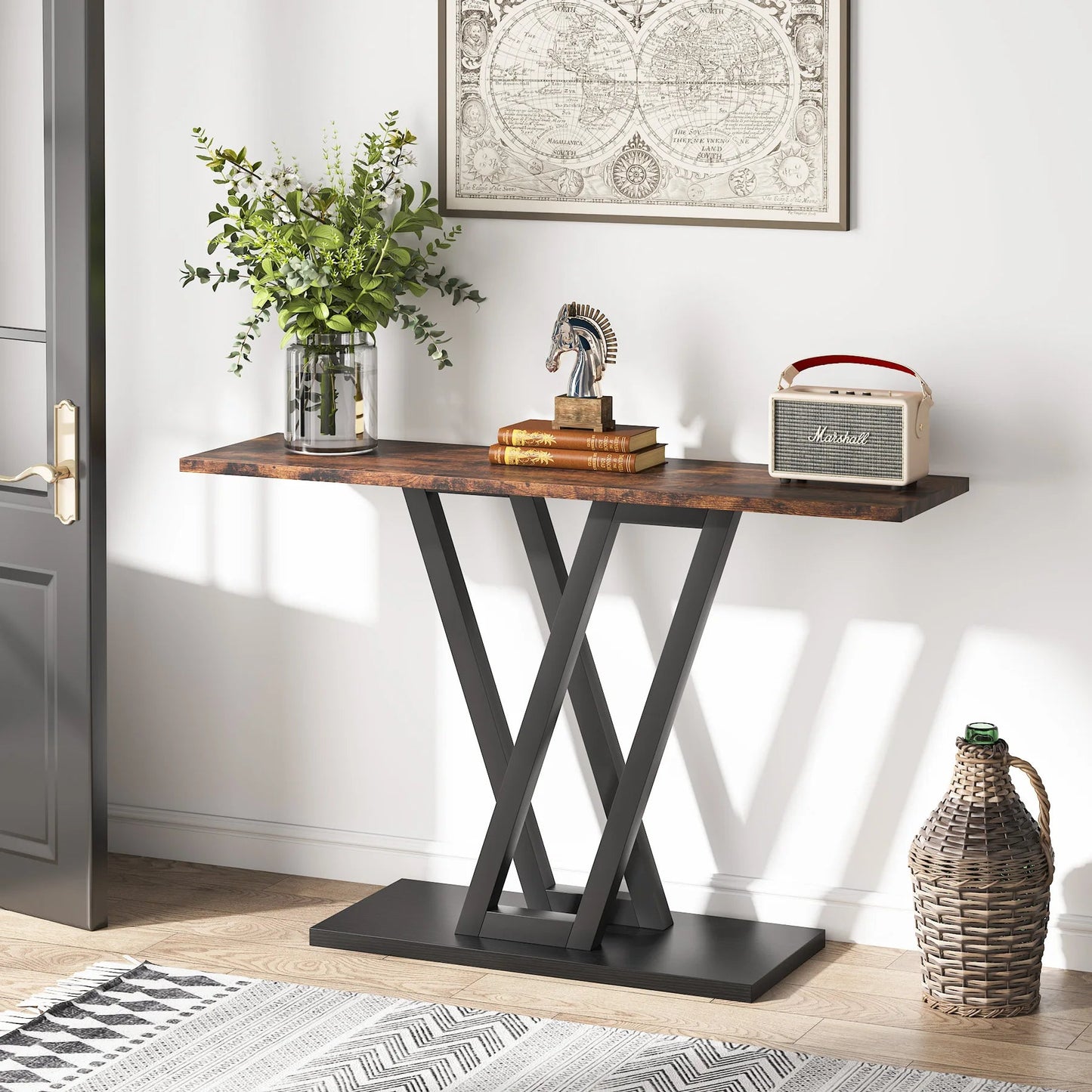 Table Console Style Bois Rustique & Métal - Maison Du Design