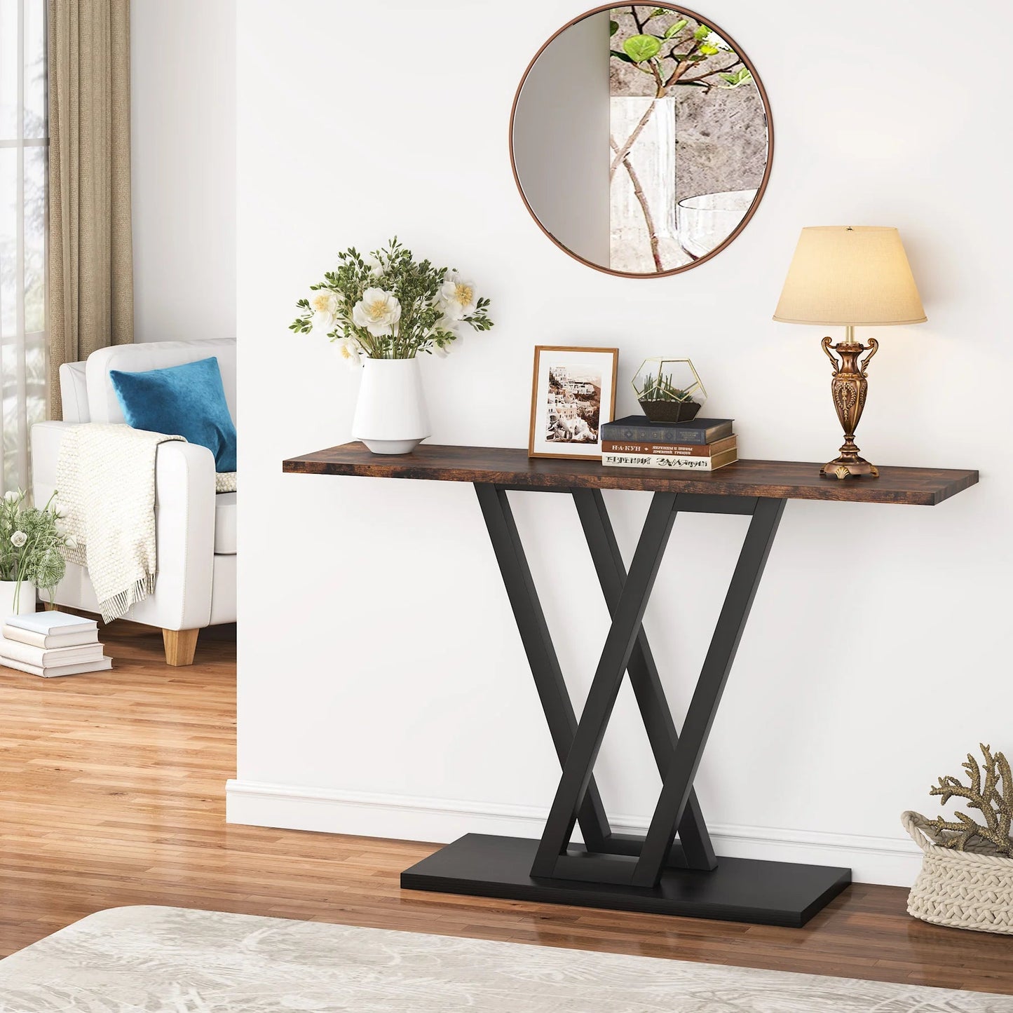 Table Console Style Bois Rustique & Métal - Maison Du Design