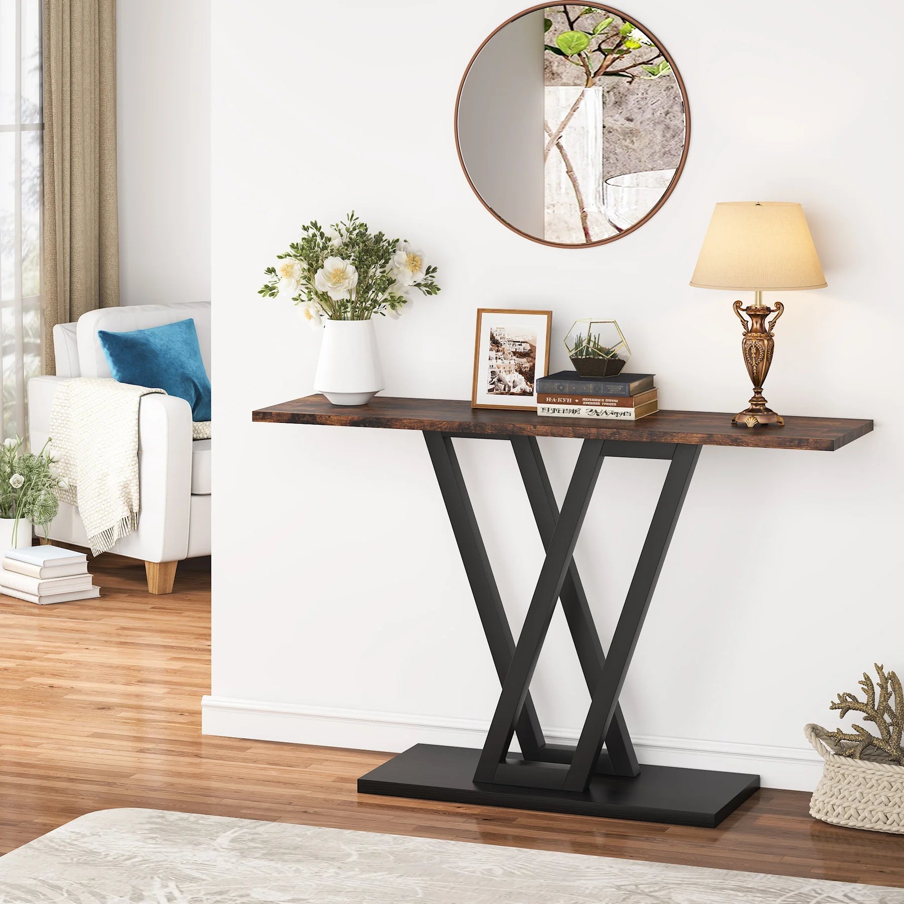 Table Console Style Bois Rustique & Métal - Maison Du Design