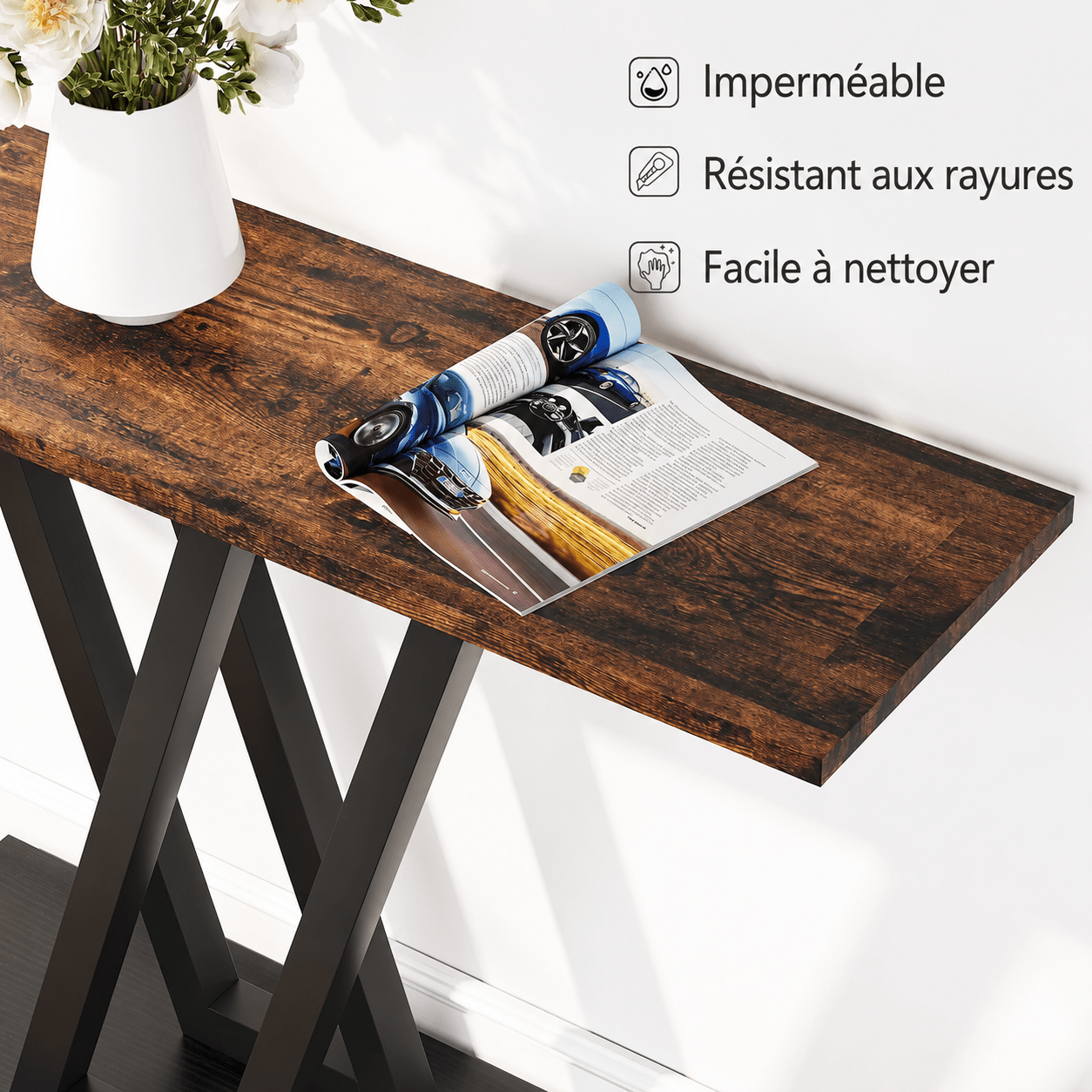 Table Console Style Bois Rustique & Métal - Maison Du Design