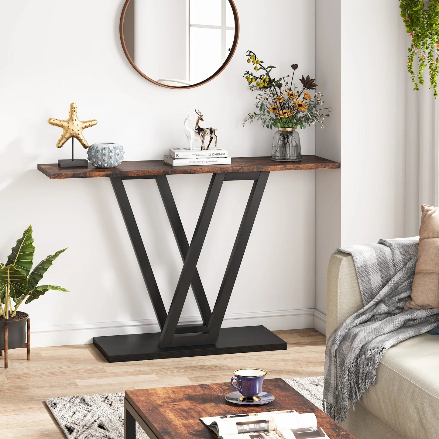 Table Console Style Bois Rustique & Métal - Maison Du Design