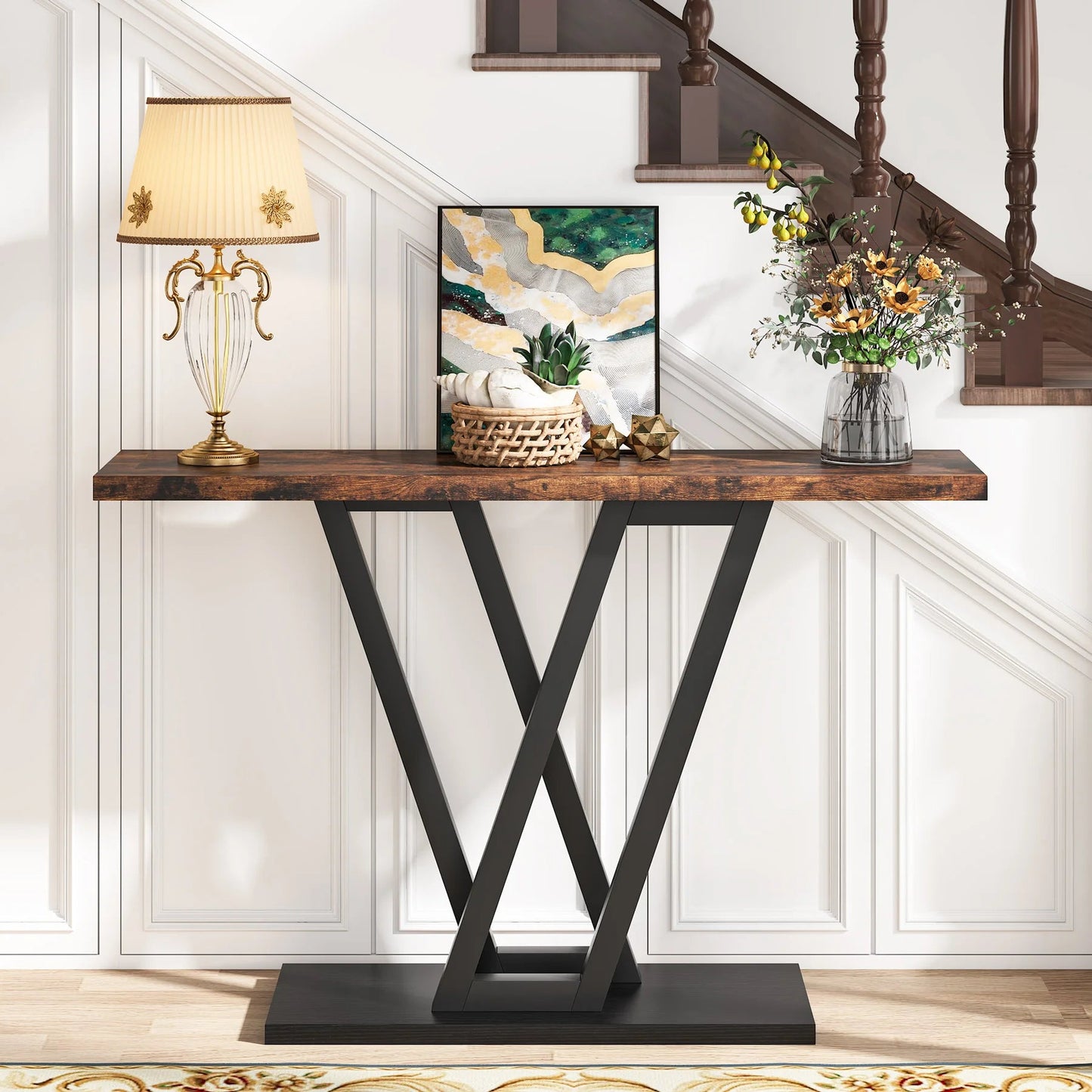 Table Console Style Bois Rustique & Métal - Maison Du Design