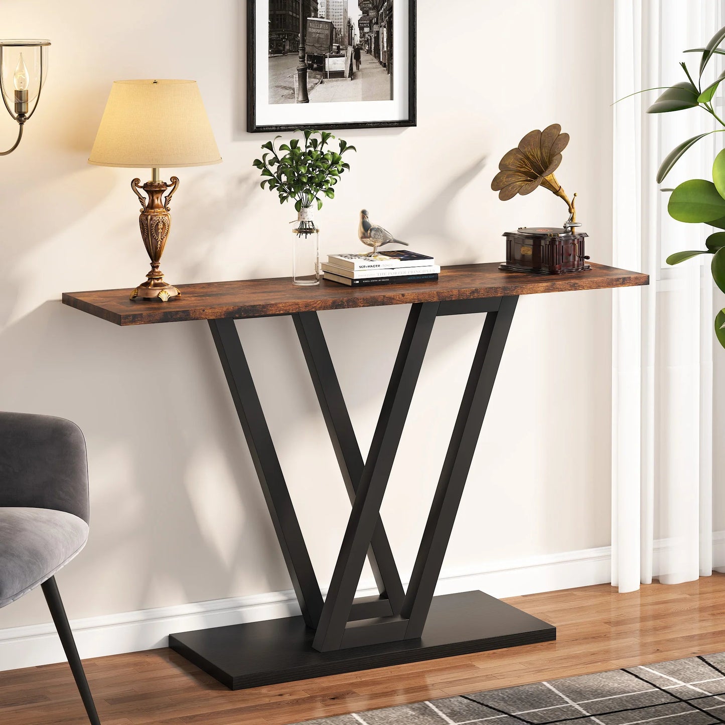 Table Console Style Bois Rustique & Métal - Maison Du Design