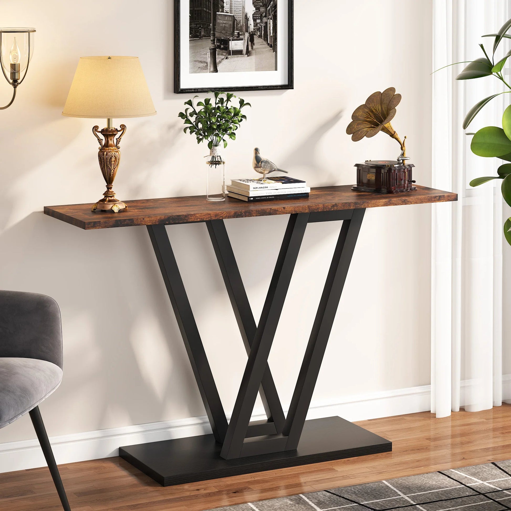 Table Console Style Bois Rustique & Métal - Maison Du Design