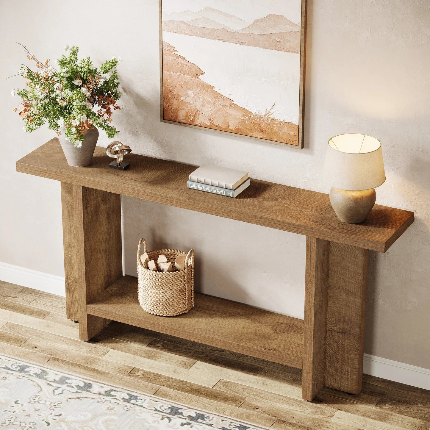 Table Console Style Chêne Contemporain - Maison Du Design
