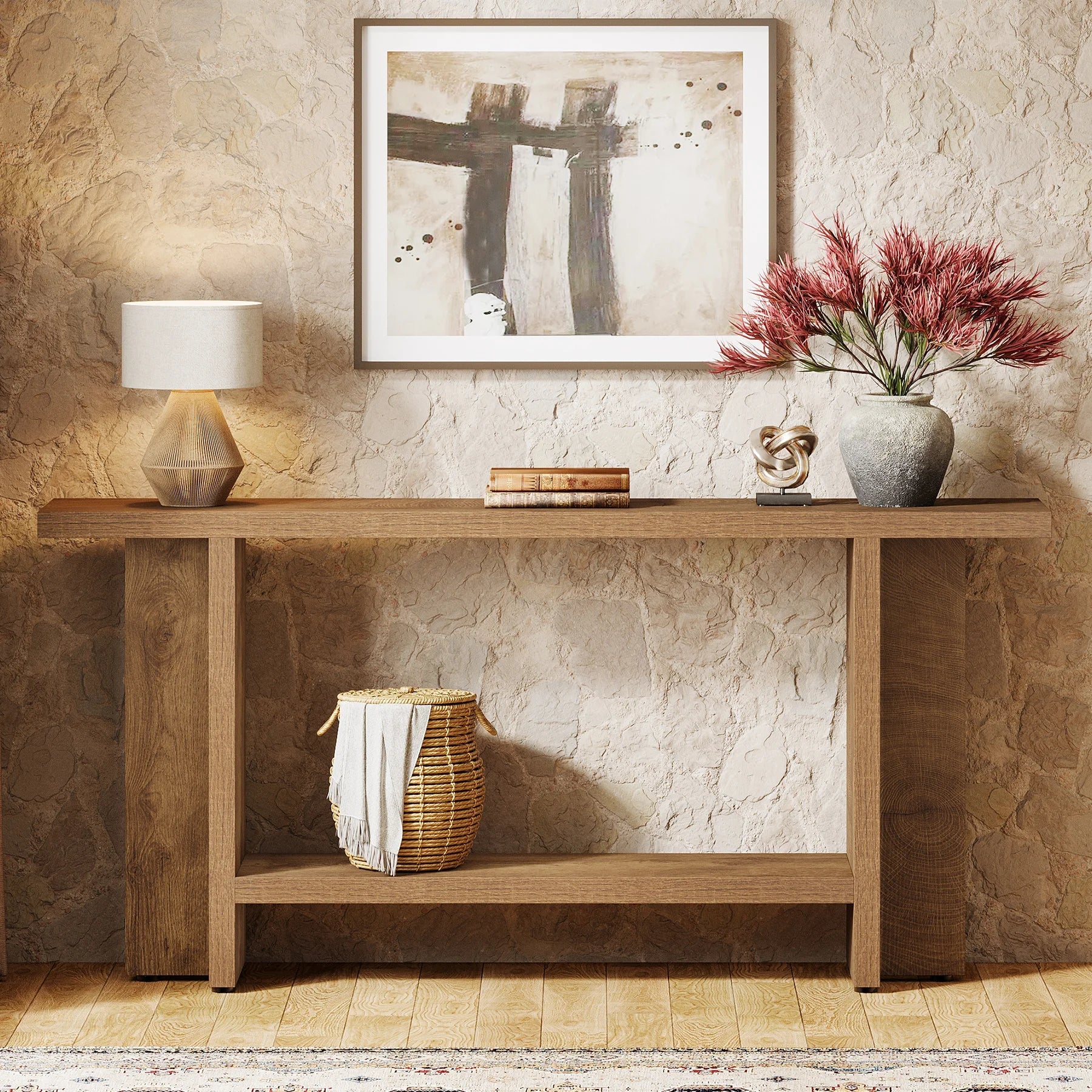 Table Console Style Chêne Contemporain - Maison Du Design
