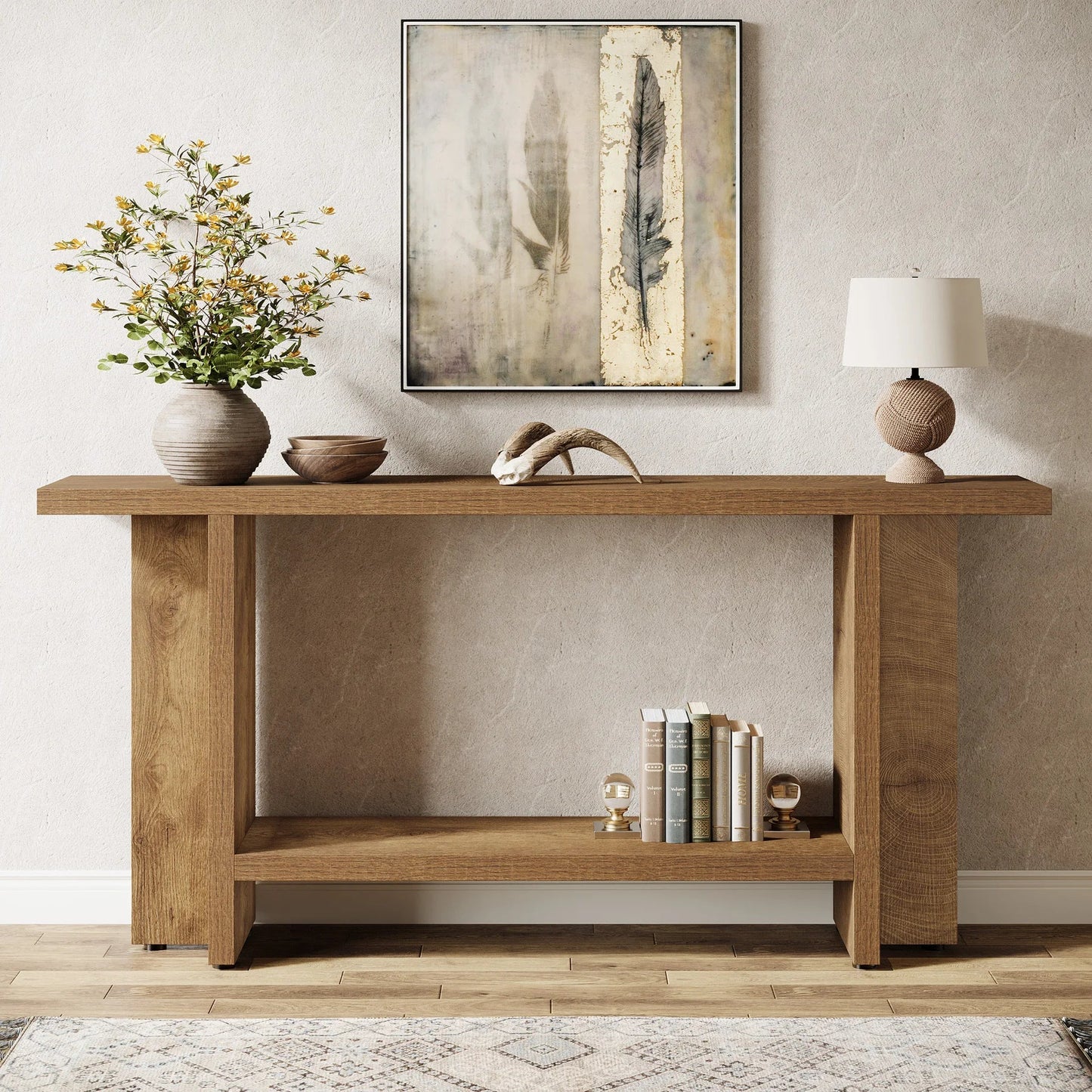 Table Console Style Chêne Contemporain - Maison Du Design
