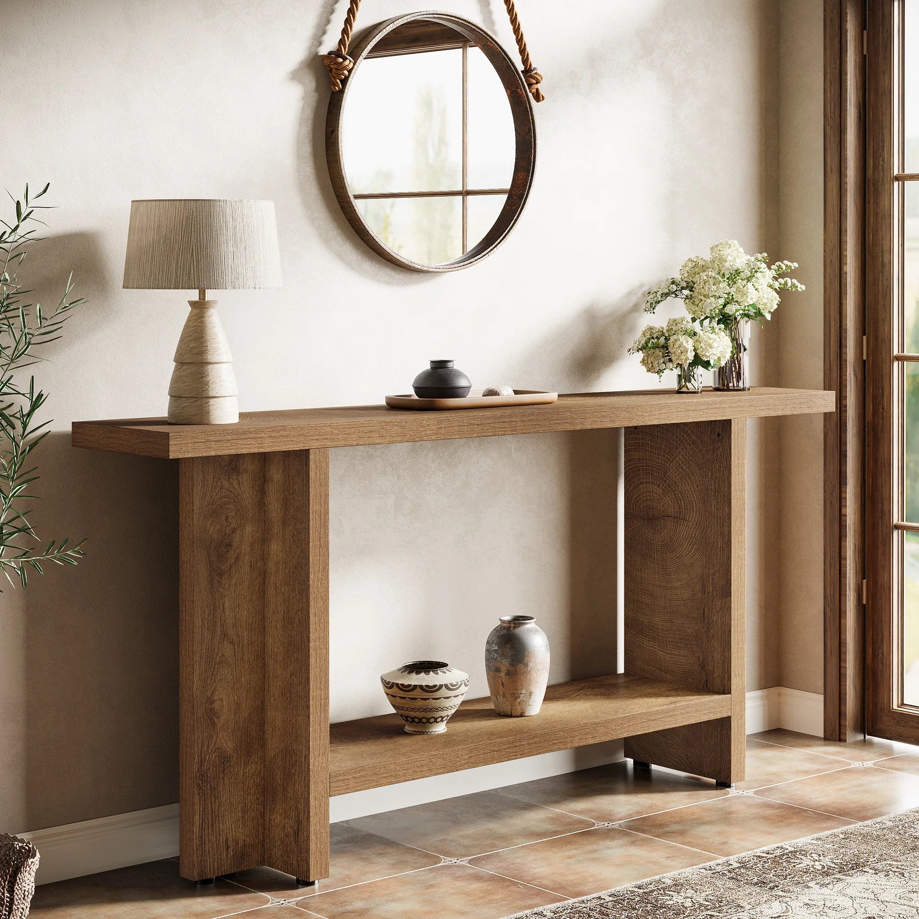 Table Console Style Chêne Contemporain - Maison Du Design