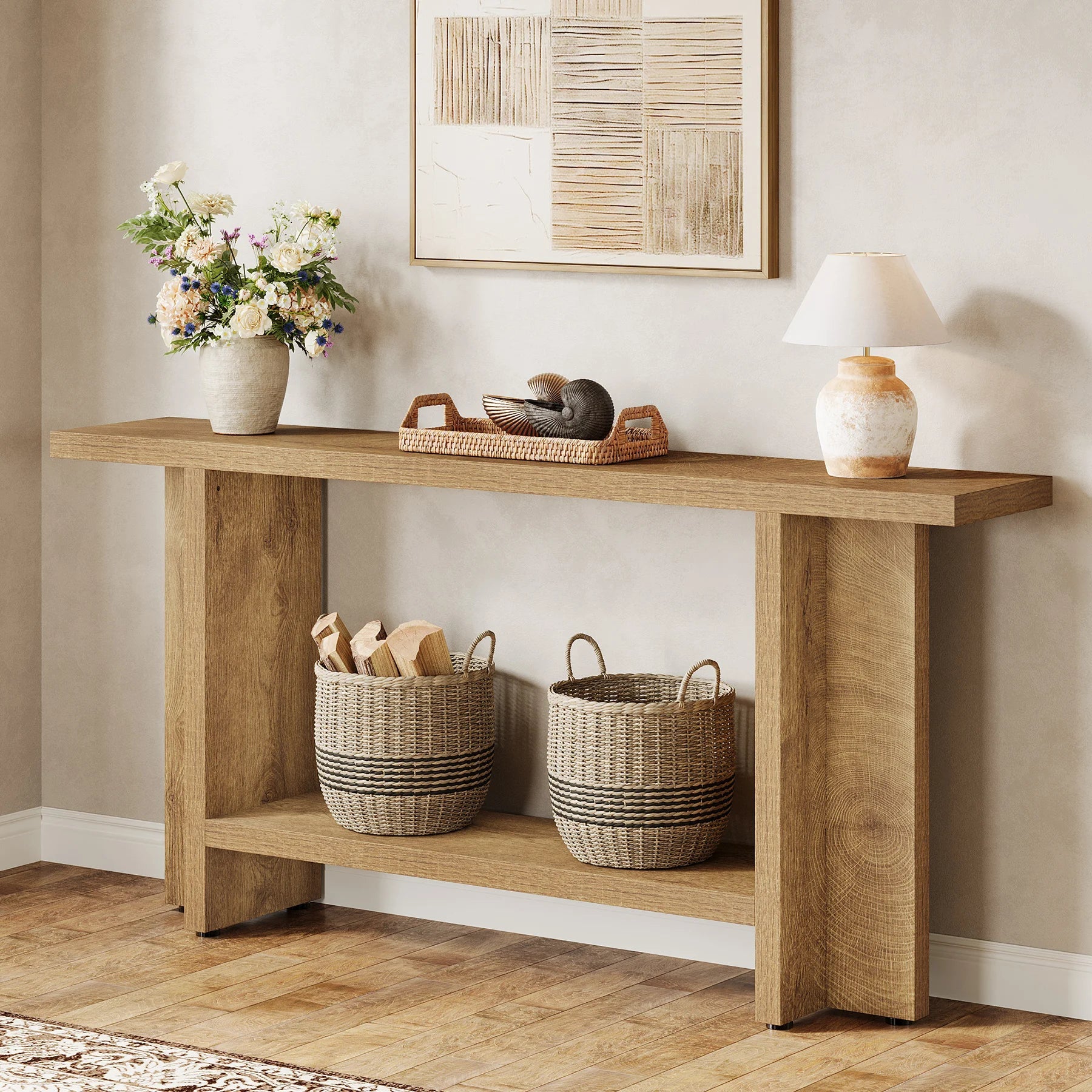 Table Console Style Chêne Contemporain - Maison Du Design