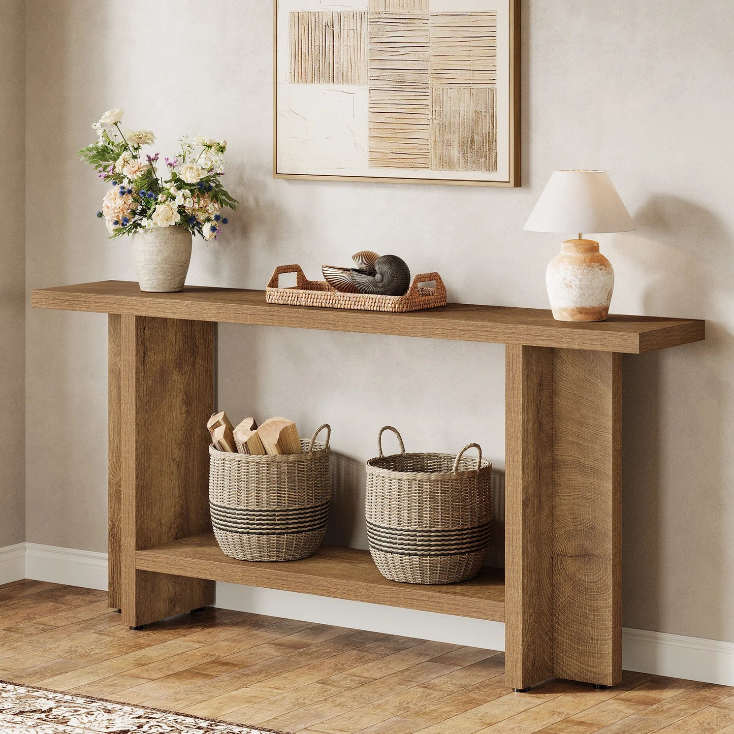 Table Console Style Chêne Contemporain - Maison Du Design