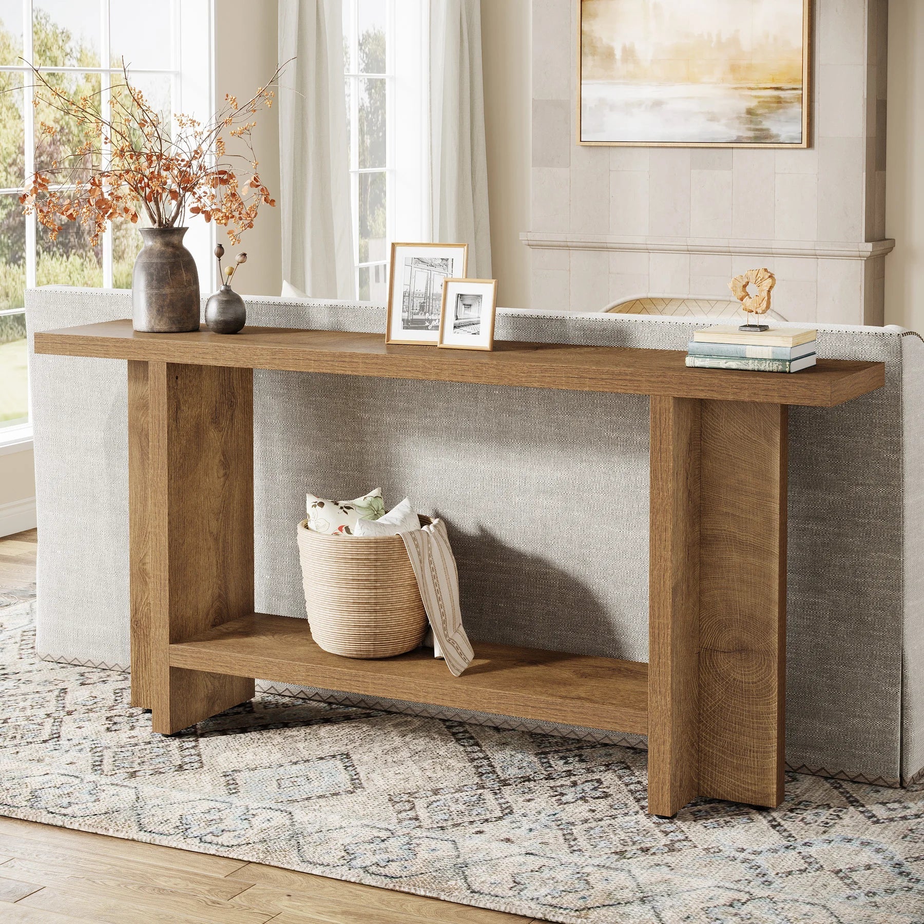 Table Console Style Chêne Contemporain - Maison Du Design