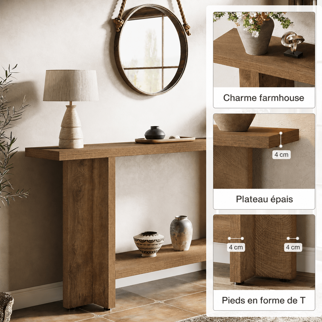 Table Console Style Chêne Contemporain - Maison Du Design